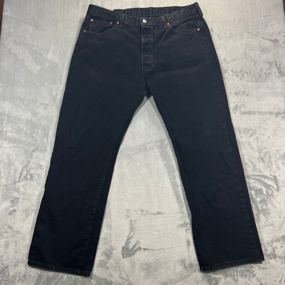LEVIS 501 Original Fit Mens Jeans 40x32 Black Straight Leg Button Fly Paint